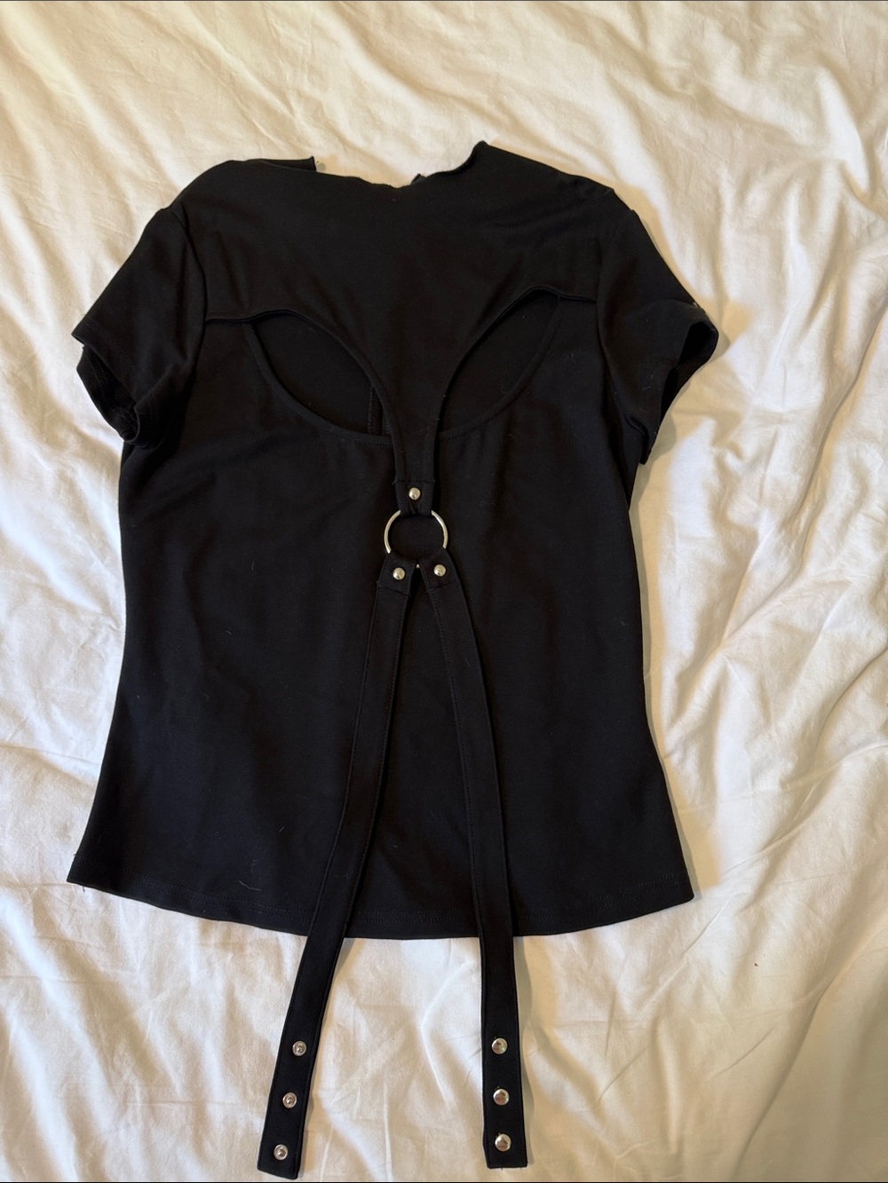 Killstar keyhole kitten collar Black Short Sleeve Top with zip up back Large